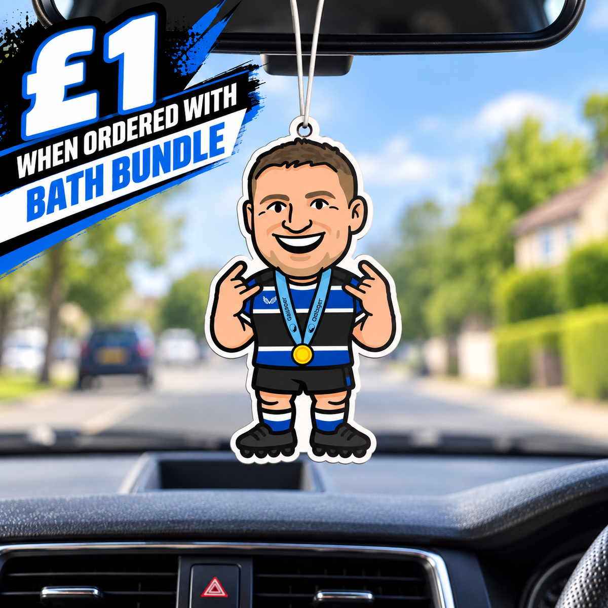 Blue, Black & White No. 10 Rugby Air Freshener