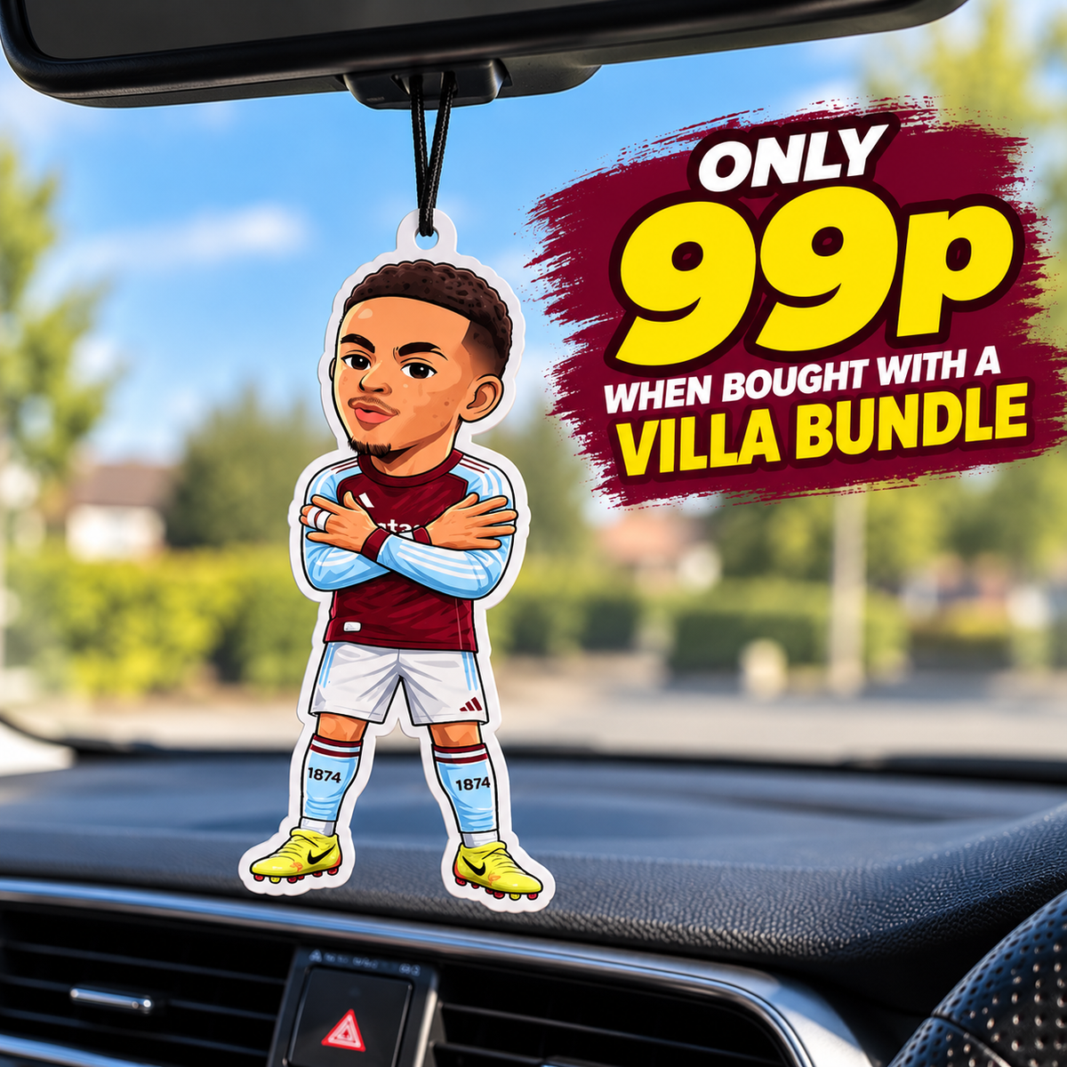 Claret & Blue Number 10 Footballer Car Air Freshener | Football Fan Gift | Football Car Accessory